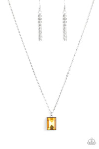 Paparazzi "Pro Edge" Yellow Gem Rhinestone Silver Necklace & Earring Set Paparazzi Jewelry