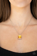 Load image into Gallery viewer, Paparazzi &quot;Pro Edge&quot; Yellow Gem Rhinestone Silver Necklace &amp; Earring Set Paparazzi Jewelry